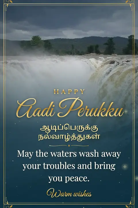 Aadi Perukku wishes image: May the waters wash away your troubles and bring you peace.