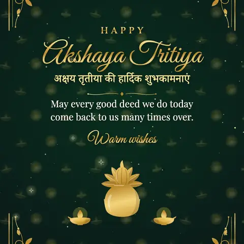 Akshaya Tritiya wishes image: May every good deed we do today come back to us many times over.