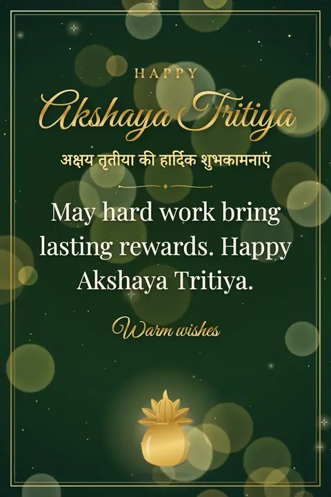 Akshaya Tritiya wishes image: May hard work bring lasting rewards. Happy Akshaya Tritiya.
