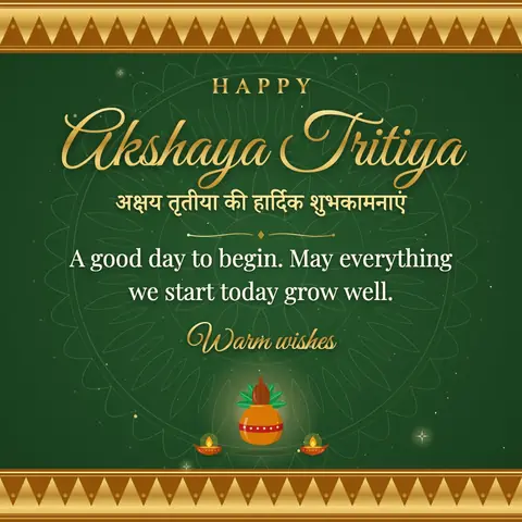 Akshaya Tritiya wishes image: A good day to begin. May everything we start today grow well.
