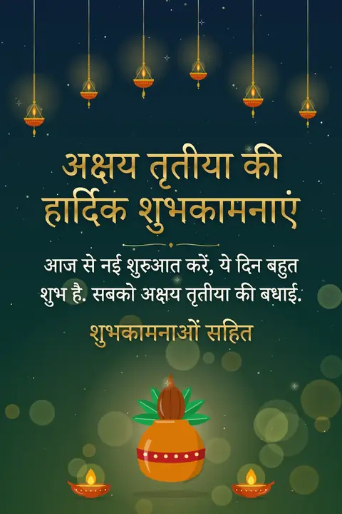 Akshaya Tritiya wishes image: आज से नई शुरुआत करें, ये दिन बहुत शुभ है. सबको अक्षय तृतीया की बधाई.