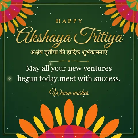 Akshaya Tritiya wishes image: May all your new ventures begun today meet with success.