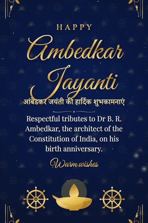 Ambedkar Jayanti wishes image: Respectful tributes to Dr B. R. Ambedkar, the architect of the Constitution of India, on his birth anniversary.