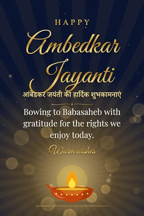 Ambedkar Jayanti wishes image: Bowing to Babasaheb with gratitude for the rights we enjoy today.