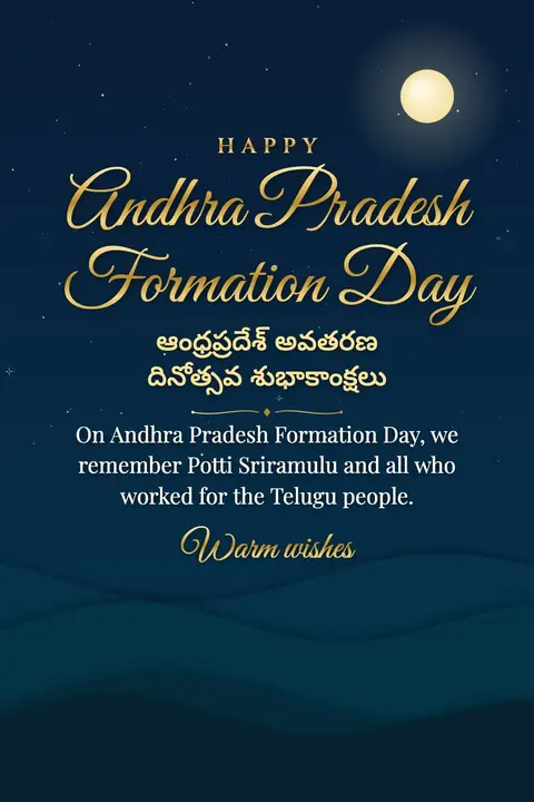 Andhra Pradesh Formation Day wishes image: On Andhra Pradesh Formation Day, we remember Potti Sriramulu and all who worked for the Telugu people.