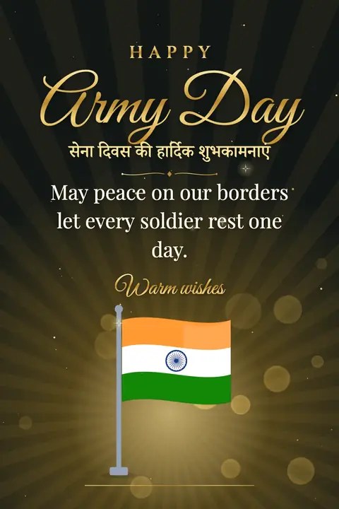 Army Day (India) wishes image: May peace on our borders let every soldier rest one day.