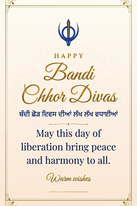 Bandi Chhor Divas wishes image: May this day of liberation bring peace and harmony to all.