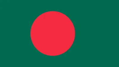 The flag of Bangladesh: a red disc on a green field