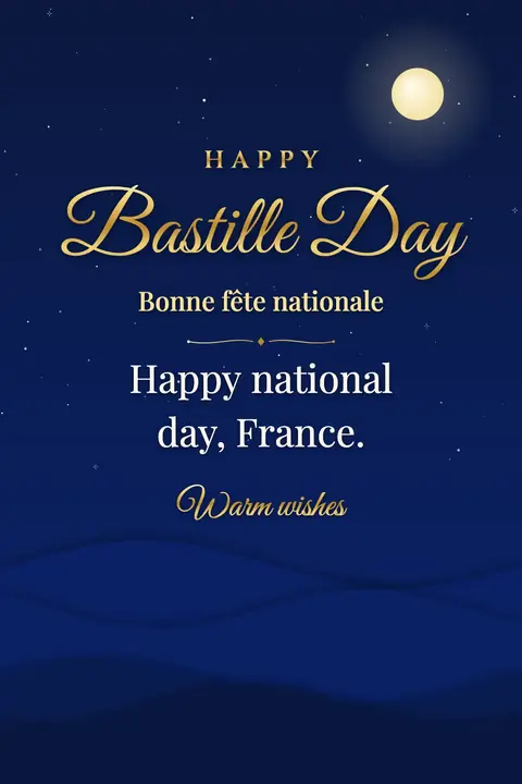 Bastille Day wishes image: Happy national day, France.