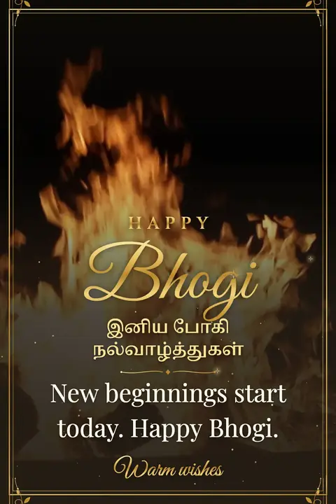 Bhogi wishes image: New beginnings start today. Happy Bhogi.