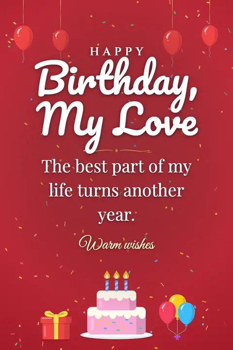 Birthday Wishes for Wife wishes image: The best part of my life turns another year.