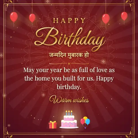 Birthday wishes image: May your year be as full of love as the home you built for us. Happy birthday.