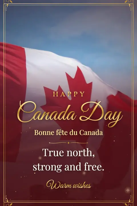 Canada Day wishes image: True north, strong and free.