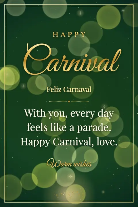 Carnival wishes image: With you, every day feels like a parade. Happy Carnival, love.