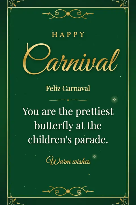 Carnival wishes image: You are the prettiest butterfly at the children's parade.