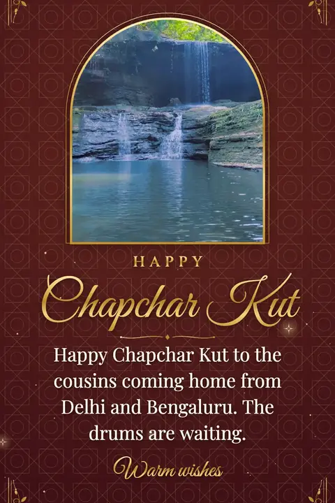 Chapchar Kut wishes image: Happy Chapchar Kut to the cousins coming home from Delhi and Bengaluru. The drums are waiting.