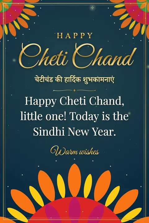Cheti Chand wishes image: Happy Cheti Chand, little one! Today is the Sindhi New Year.
