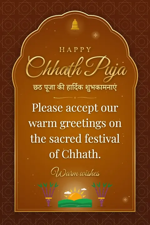Chhath Puja wishes image: Please accept our warm greetings on the sacred festival of Chhath.