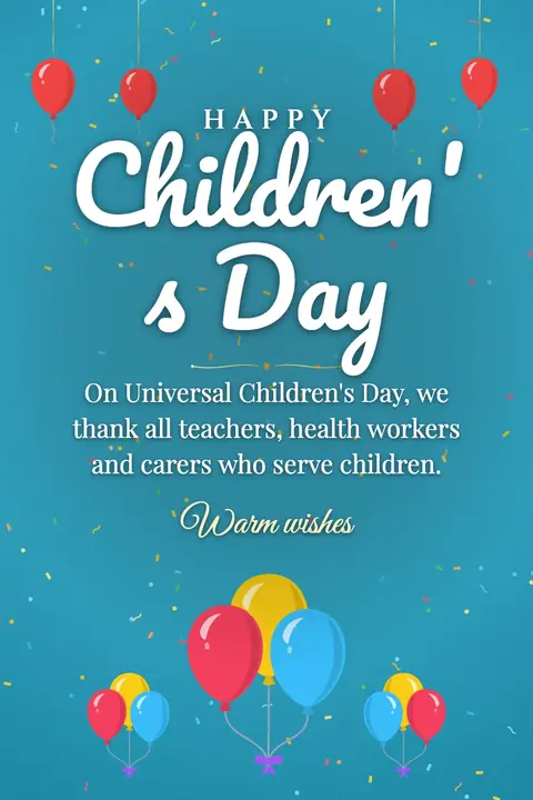Universal Children's Day wishes image: On Universal Children's Day, we thank all teachers, health workers and carers who serve children.