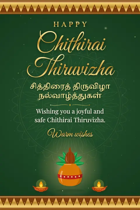 Chithirai Thiruvizha wishes image: Wishing you a joyful and safe Chithirai Thiruvizha.