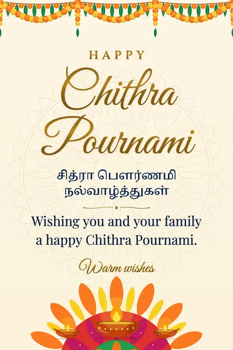 Chithra Pournami wishes image: Wishing you and your family a happy Chithra Pournami.