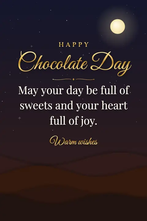 Chocolate Day wishes image: May your day be full of sweets and your heart full of joy.