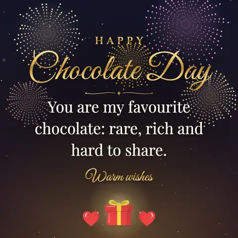 Chocolate Day wishes image: You are my favourite chocolate: rare, rich and hard to share.