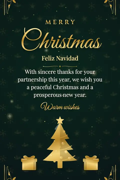 Christmas wishes image: With sincere thanks for your partnership this year, we wish you a peaceful Christmas and a prosperous new year.