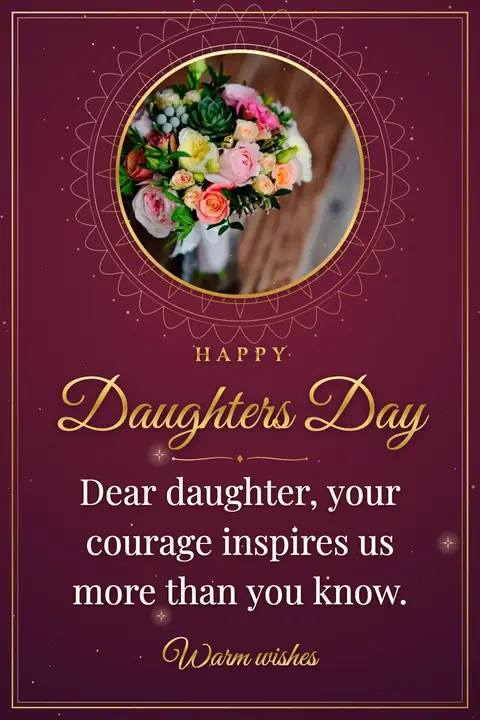 Daughters Day wishes image: Dear daughter, your courage inspires us more than you know.