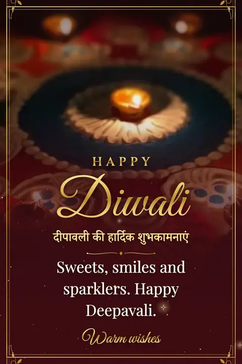 Diwali wishes image: Sweets, smiles and sparklers. Happy Deepavali.