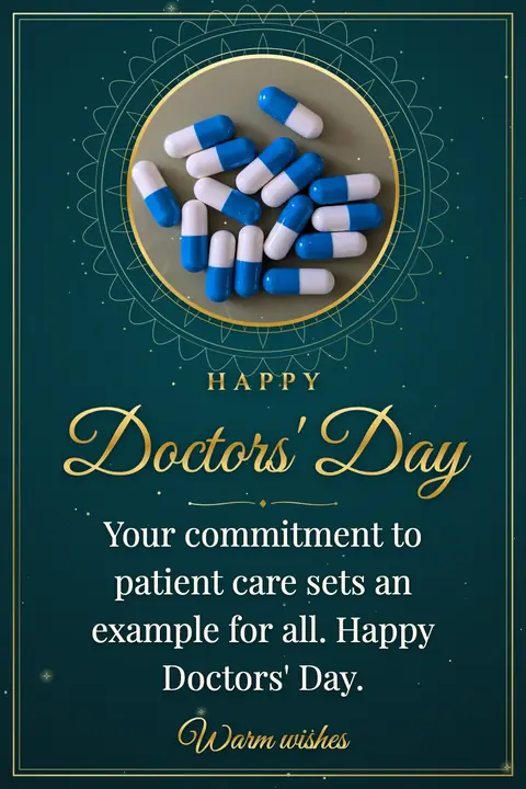 Doctors' Day wishes image: Your commitment to patient care sets an example for all. Happy Doctors' Day.