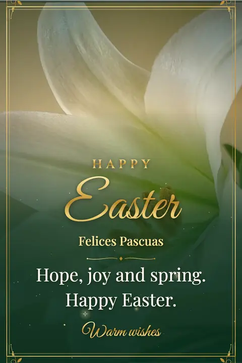 Easter wishes image: Hope, joy and spring. Happy Easter.