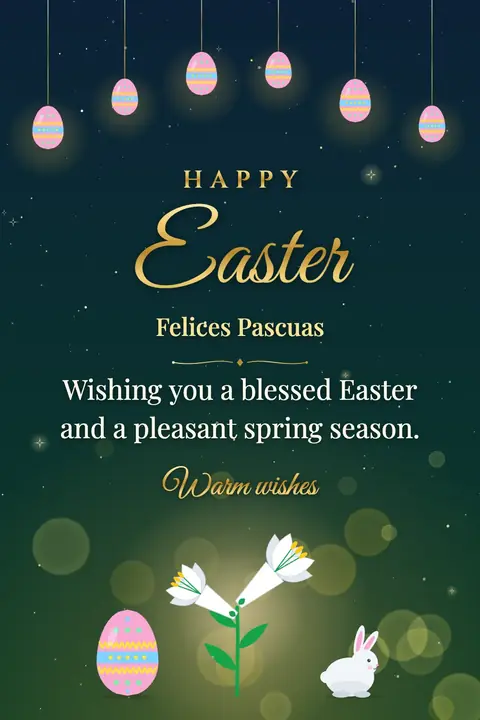 Easter wishes image: Wishing you a blessed Easter and a pleasant spring season.