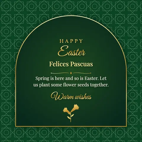 Easter wishes image: Spring is here and so is Easter. Let us plant some flower seeds together.