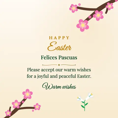 Easter wishes image: Please accept our warm wishes for a joyful and peaceful Easter.
