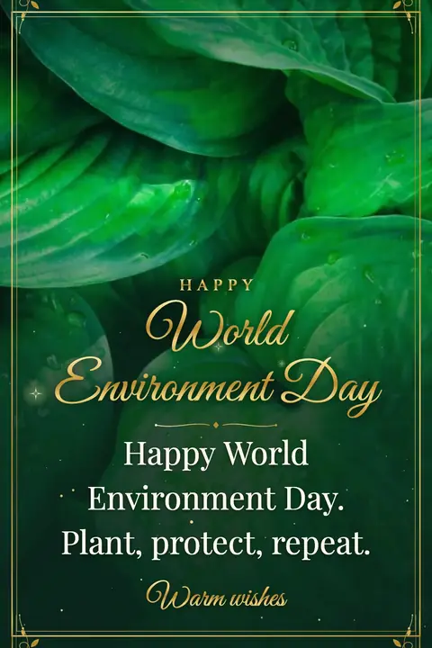 World Environment Day wishes image: Happy World Environment Day. Plant, protect, repeat.