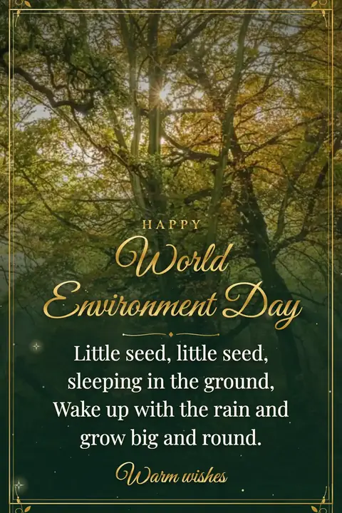 World Environment Day wishes image: Little seed, little seed, sleeping in the ground, Wake up with the rain and grow big and round.