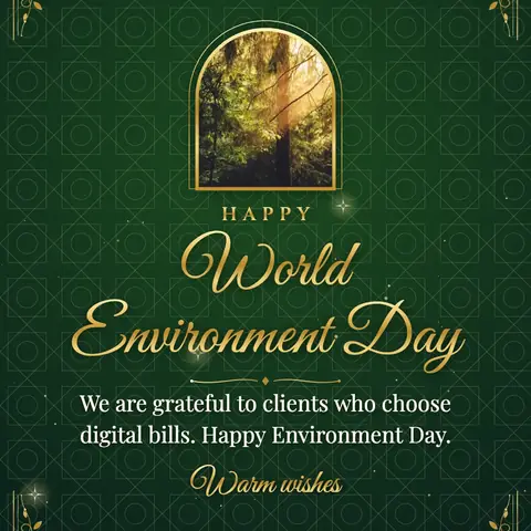 World Environment Day wishes image: We are grateful to clients who choose digital bills. Happy Environment Day.
