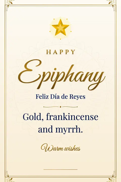 Epiphany wishes image: Gold, frankincense and myrrh.