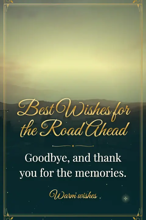 Farewell wishes image: Goodbye, and thank you for the memories.