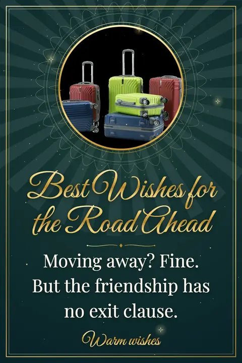 Farewell wishes image: Moving away? Fine. But the friendship has no exit clause.