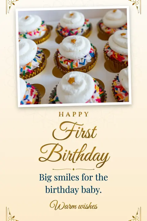 First Birthday wishes image: Big smiles for the birthday baby.