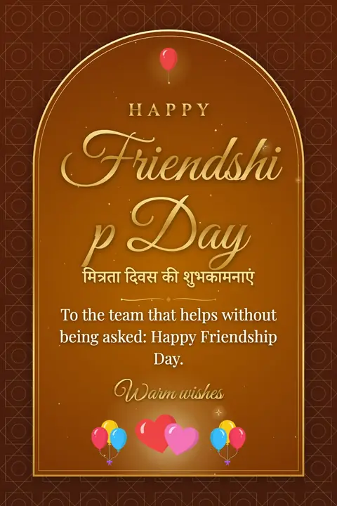 Friendship Day wishes image: To the team that helps without being asked: Happy Friendship Day.