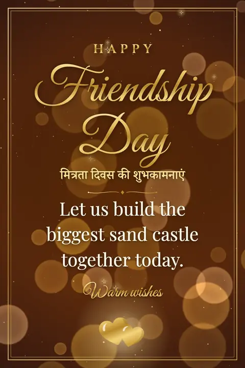 Friendship Day wishes image: Let us build the biggest sand castle together today.