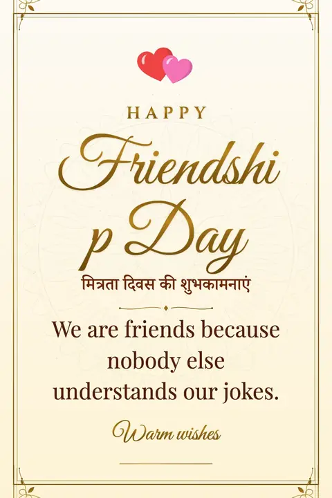 Friendship Day wishes image: We are friends because nobody else understands our jokes.