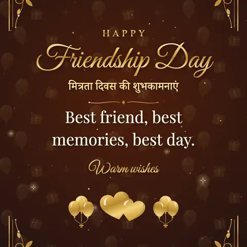 Friendship Day wishes image: Best friend, best memories, best day.