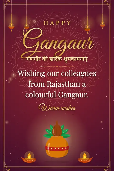 Gangaur wishes image: Wishing our colleagues from Rajasthan a colourful Gangaur.