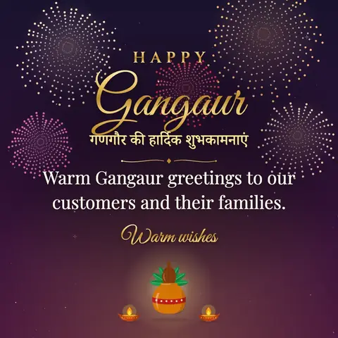 Gangaur wishes image: Warm Gangaur greetings to our customers and their families.