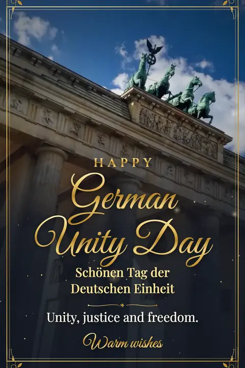 German Unity Day wishes image: Unity, justice and freedom.