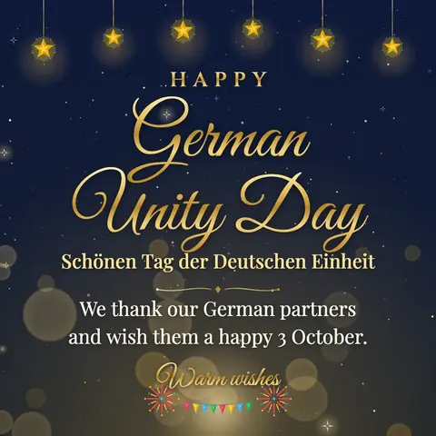German Unity Day wishes image: We thank our German partners and wish them a happy 3 October.